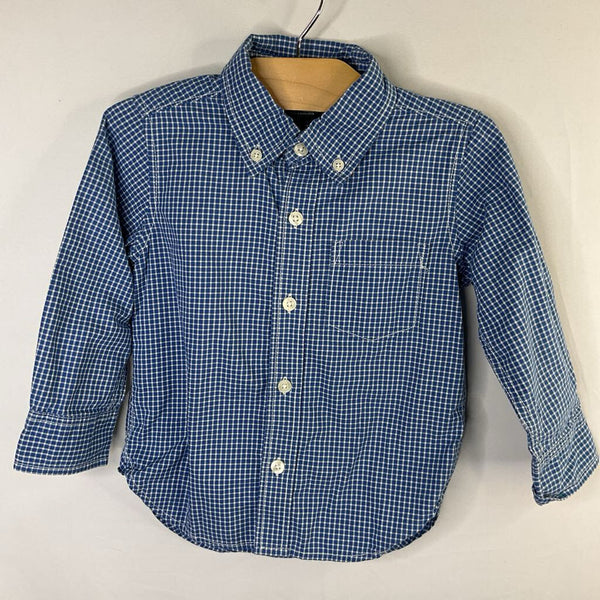 Size 2: Gap Blue/White Plaid Button-Up Shirt