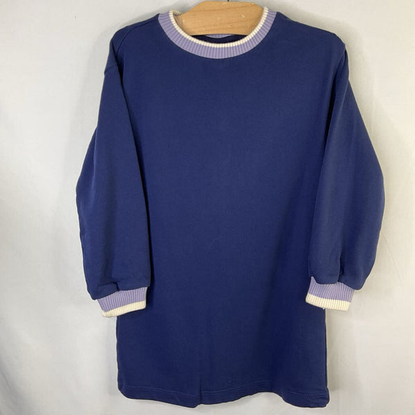 Size 5 (110): Hanna Andersson Navy/Purple Sweatshirt Dress