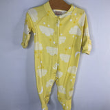 Size 0-3m (50): Hanna Andersson Yellow/White Clouds Snap Footy PJs