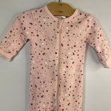 Size 3-6m: Petit Lem Pink Terrazzo Print Zip Footy PJs