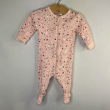 Size 3-6m: Petit Lem Pink Terrazzo Print Zip Footy PJs