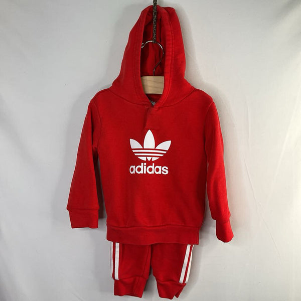 Size 9-12m: Adidas Red/White 2pc Sweat Set