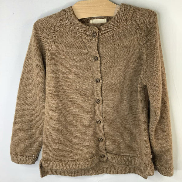 Size 6: MiniMalisma Brown 100% Baby Alpaca Button-Up Sweater (retails $111)