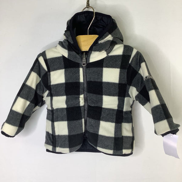Size 3-6m: Columbia Black/White Gingham Double Trouble Reversible Poly/Fleece Coat