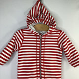 Size 6-12m (70): Hanna Andersson Red/White Striped Sherpa Lined Romper