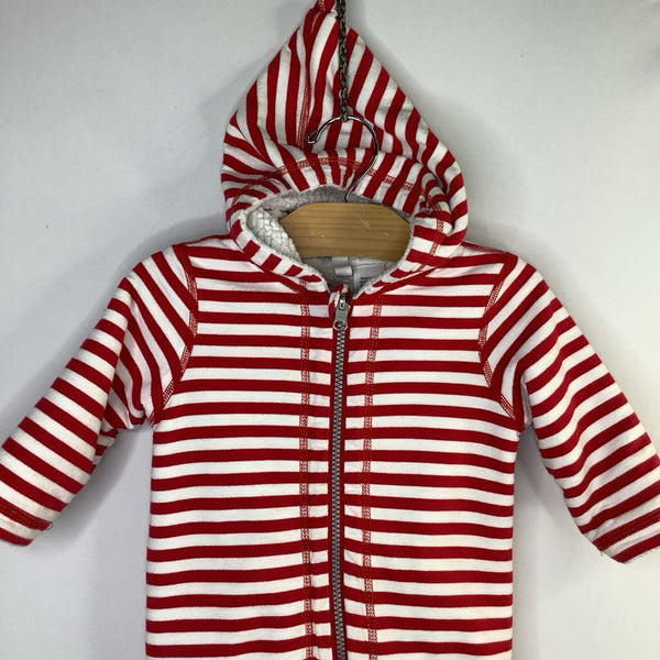 Size 6-12m (70): Hanna Andersson Red/White Striped Sherpa Lined Romper