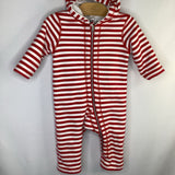 Size 6-12m (70): Hanna Andersson Red/White Striped Sherpa Lined Romper