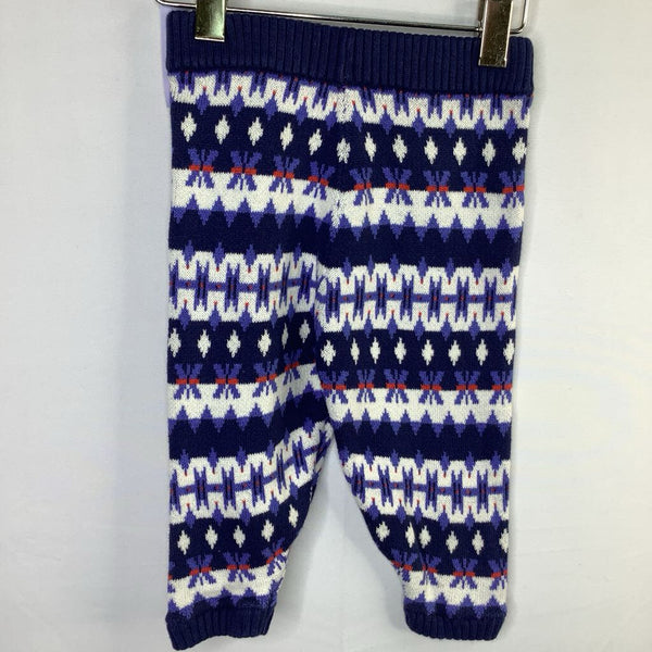 Size 6-12m (70): Hanna Andersson Blue/White/Red Knit Cozy Pants