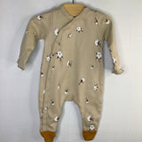 Size 0-3m: Brown/White Cotton Snap-Up Footy Romper
