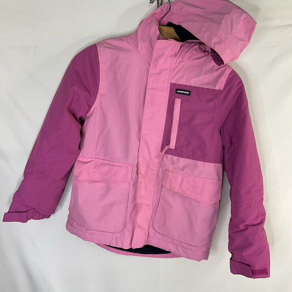 Size 8-10: Lands' End Pink/Purple Fleece Lined Poly Fill Winter Coat