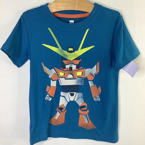 Size 5: Tea Blue/Multi Robot T-Shirt