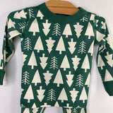 Size 2 (85): Hanna Andersson Green/White Trees Organic Cotton 2pc PJs