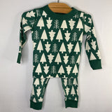 Size 2 (85): Hanna Andersson Green/White Trees Organic Cotton 2pc PJs
