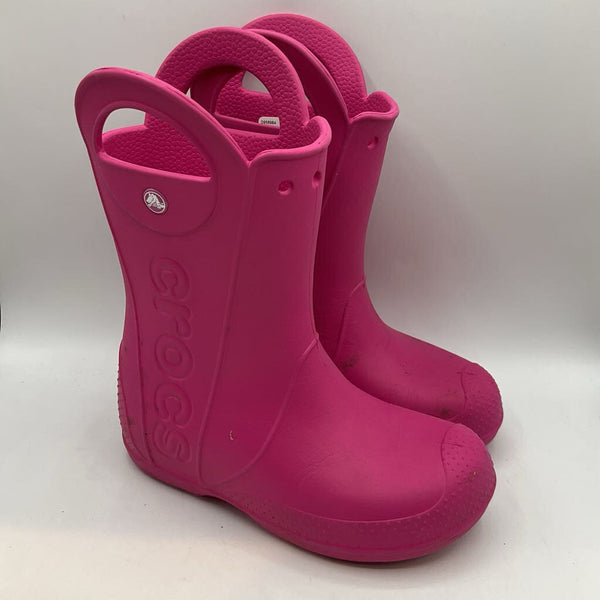 Size 3Y: Crocs Pink Rain Boots