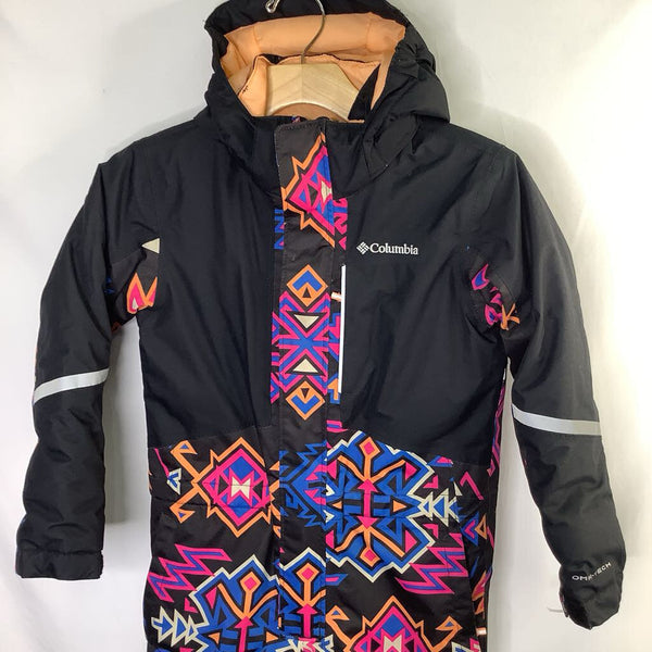 Size 8: Columbia Black/Colorful Geo Print Poly Fill Fleece Lined Snowsuit