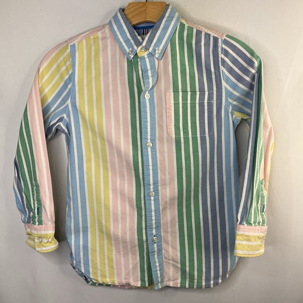 Size 7-8: Boden Colorful Striped Button-Up Shirt