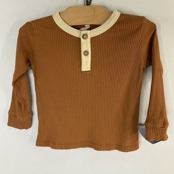 Size 18-24m: Quincy Mae Brown Ribbed Long Sleeve Henley