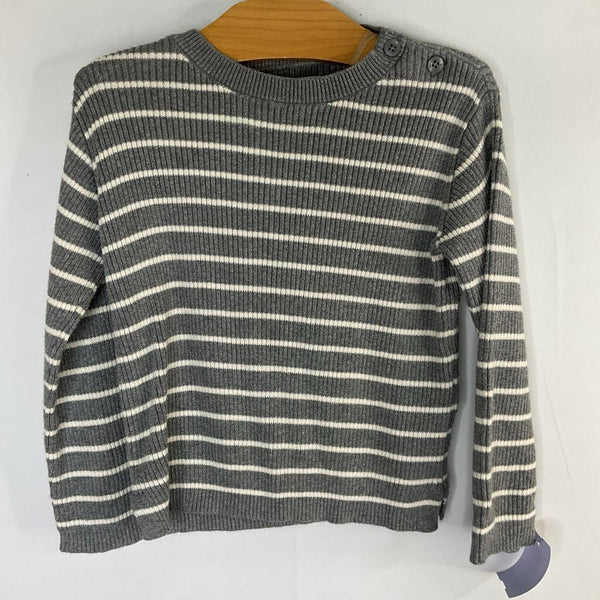 Size 3: Gray/White Striped Ribbed Sweater