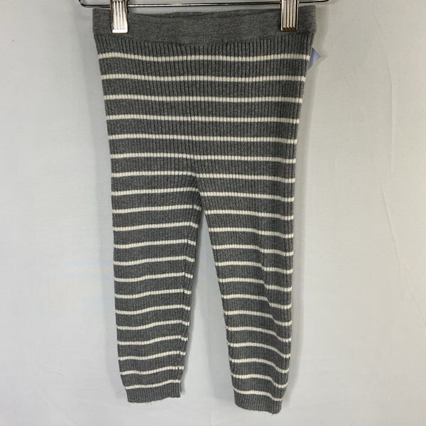 Size 2: Gray/White Striped Ribbed Knit Cozy Pants