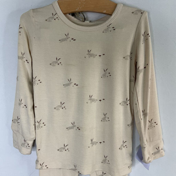 Size 18-24m: Quincy Mae Beige Bunnies Bamboo 2pc PJs NEW w. Tags