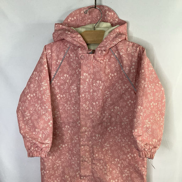 Size 3-4: Jan & Jul Pink Floral Fleece Lined Rainsuit