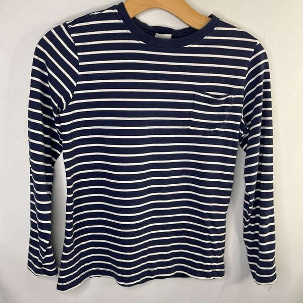 Size 10 (140): Hanna Andersson Navy/White Striped Long Sleeve Shirt
