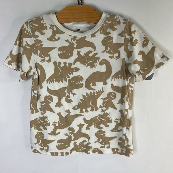 Size 5-6: H&M White/Tan Dinos T-Shirt