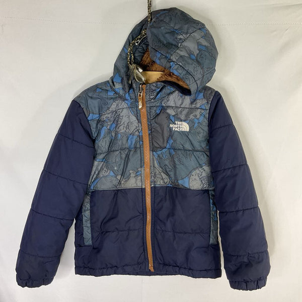 Size 5: The North Face Blue/Brown Fleece/Poly Reversible Hooded Jacket REDUCED