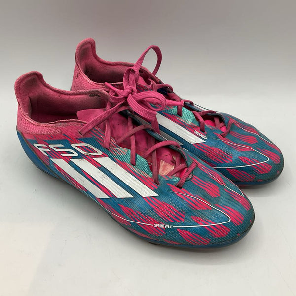 Size 3Y: Adidas Pink/Blue Lace Soccer Cleats REDUCED
