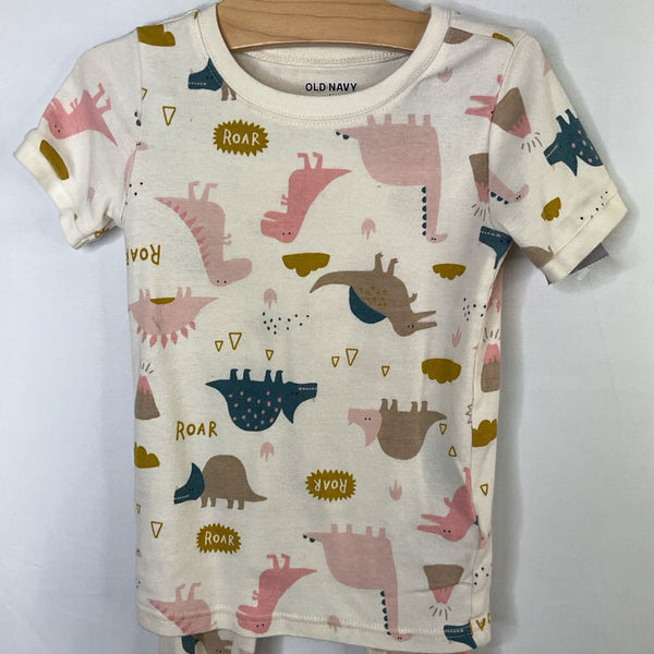 Size 6: Old Navy Cream/Multi Dino 2pc PJs