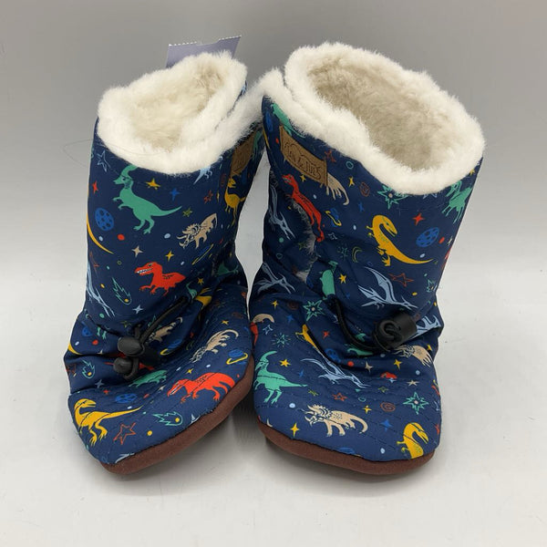 Size 18-24m: Jan & Jul Blue/Multi Dinos Faux Fur Lined Snow Booties