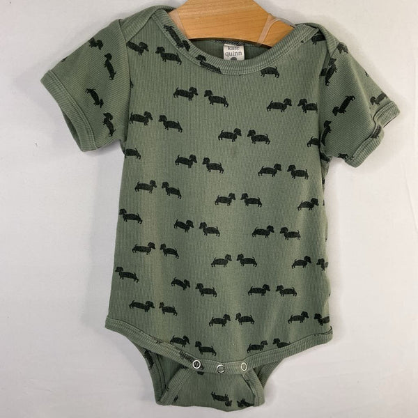 Size 12-18m: Kate Quinn Green Dachshunds Ribbed Onesie
