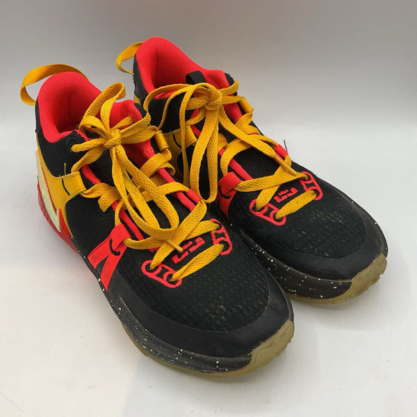 Size 5.5Y: Nike Black/Yellow/Orange Basketball Sneakers