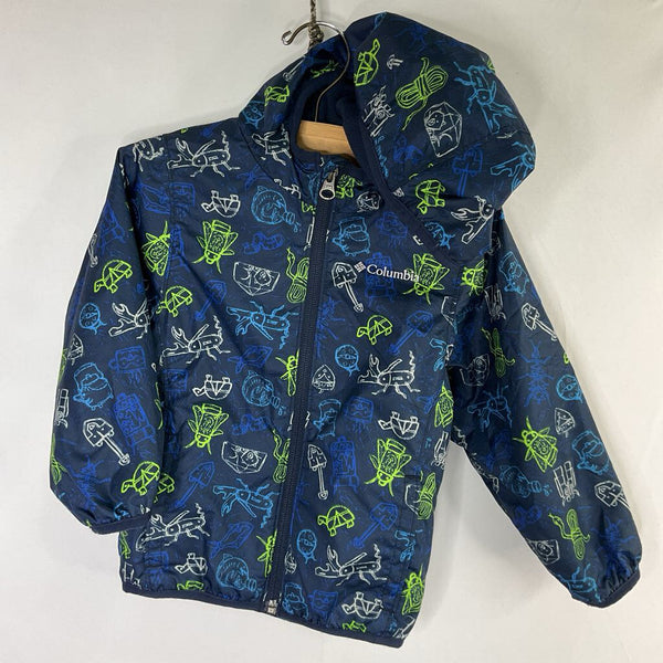 Size 3: Columbia Blue/Green Insects Fleece Lined Water Resistant Jacket