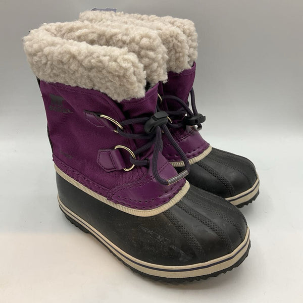 Size 12: Sorel Purple/Black Sherpa Lined Toggle Snow Boots