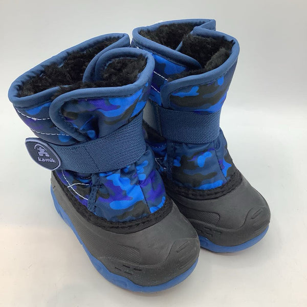 Size 6: Kamik Blue/Black Velcro/Toggle Snow Boots