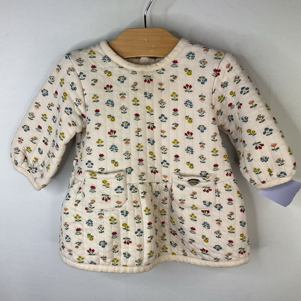 Size 4-6m: Mayoral Tan/Colorful Floral Quilted Long Sleeve Dress