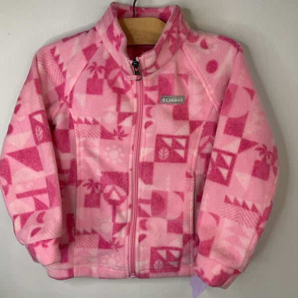 Size 4: Columbia Pink Geo Print Fleece Zip Coat