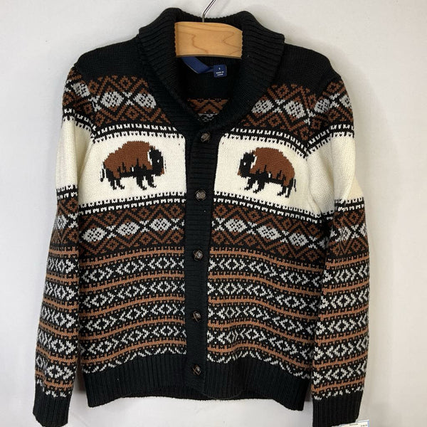 Size 5: Janie and Jack Black/Brown Buffalo Shawl Collar Cardigan