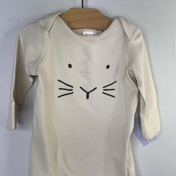 Size 12-18m (75): Hanna Andersson White Ribbed Bunny Romper REDUCED