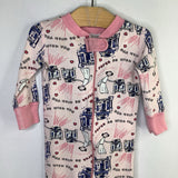 Size 9-12m (70): Hanna Anderson Pink Leia/R2-D2 1pc ZIp PJs