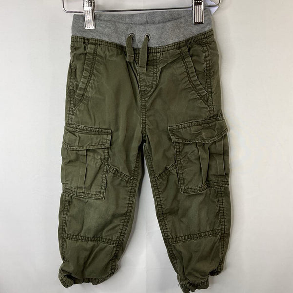 Size 3 (90): Hanna Andersson Green Jersey Lined Cargo Pants REDUCED