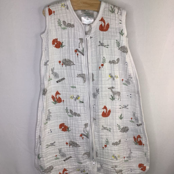 Size 0-6m: Aden + Anais White/Multi Woodland Muslin Sleepsack