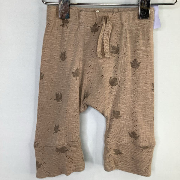 Size 0-3m: Kate Quinn Brown Leaves Eyelet Cozy Pants