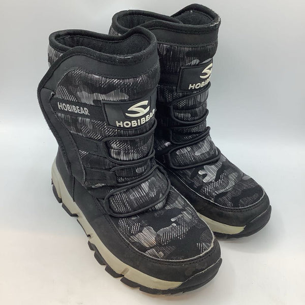 Size 4Y: Hobibear Black/Silver Fleece Lined Velcro Snow Boots