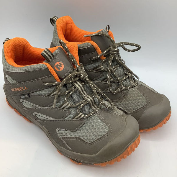Size 3.5Y: Merrell Gray/Tan Lace-Up Hiking Boots