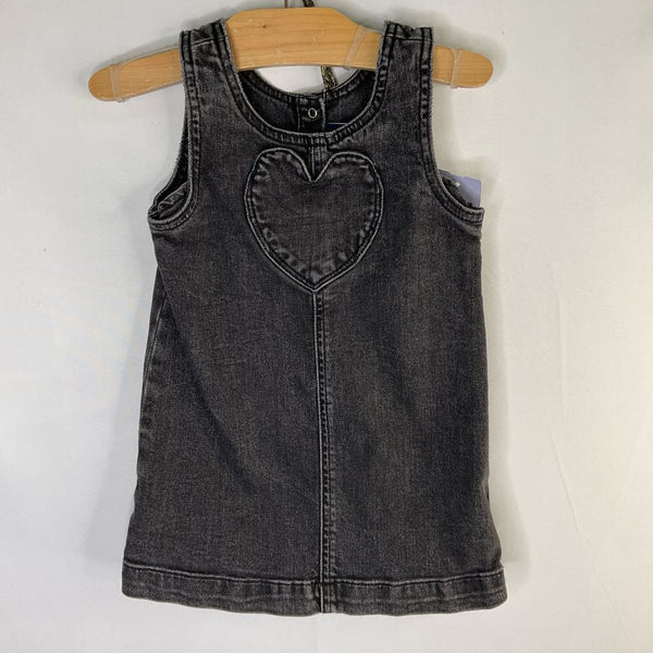 Size 2: Gap Black Heart Denim Overall Dress