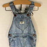 Size 2: OshKosh Blue/Pink Hearts Denim Overalls