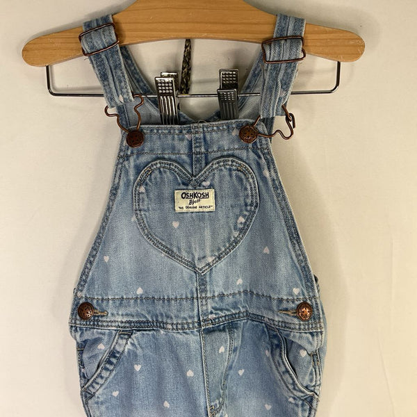 Size 2: OshKosh Blue/Pink Hearts Denim Overalls