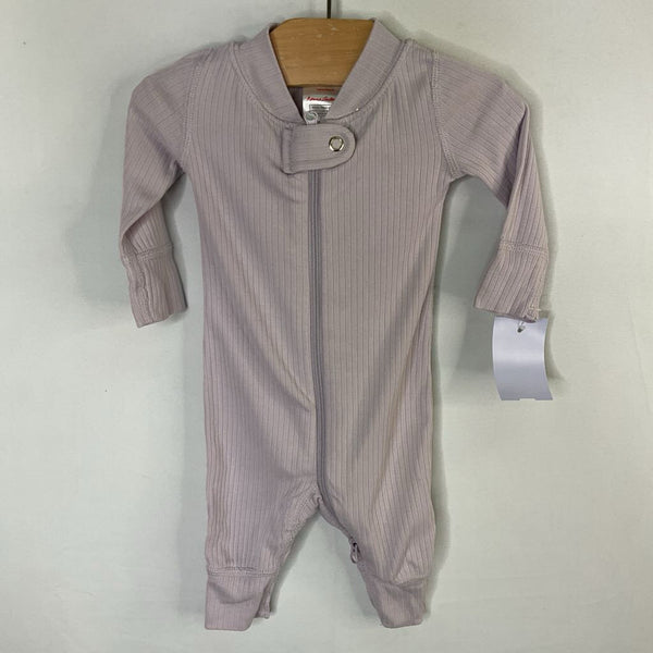 Size NB: Hanna Andersson Purple Ribbed Zip Romper